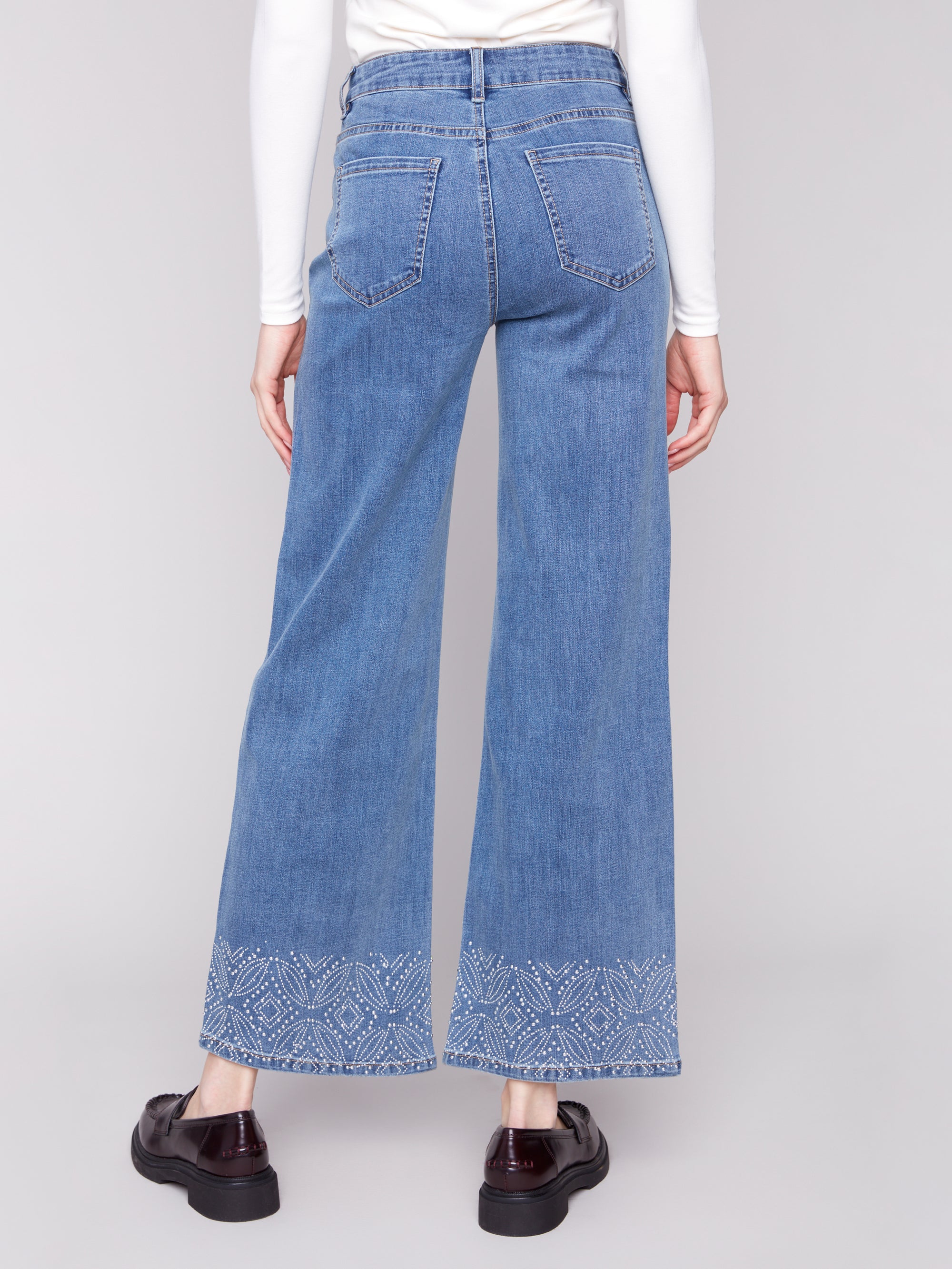 WIDE LEG DENIM | STUDS AT HEM-Denim-CHARLIE B-Coriander