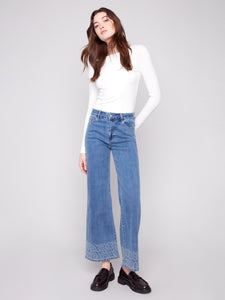WIDE LEG DENIM | STUDS AT HEM-Denim-CHARLIE B-Coriander