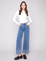 WIDE LEG DENIM | STUDS AT HEM-Denim-CHARLIE B-Coriander