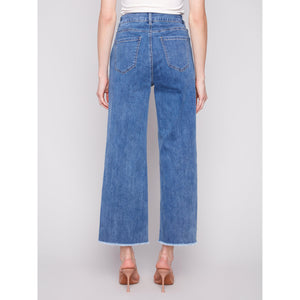 WIDE LEG EMBROIDERED FLOWERS JEAN-Denim-CHARLIE B-Coriander