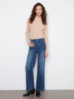 WIDE LEG JEANS | PATCH POCKETS-Denim-CHARLIE B-4-WASHED INDIGO-Coriander