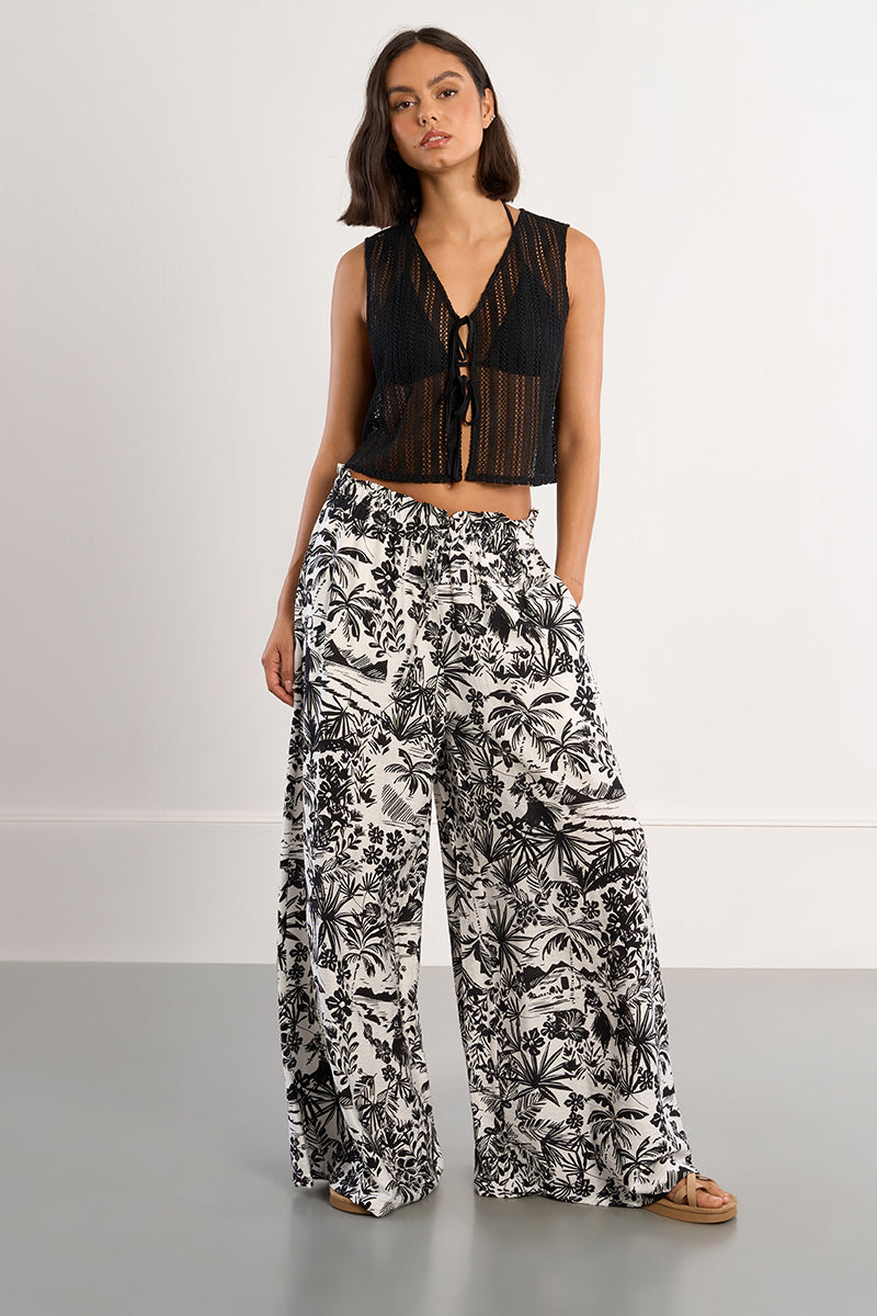 WIDE LEG PANT | HAWAII-Bottom-MOLLY BRACKEN-SMALL-BLACK HAWAI-Coriander