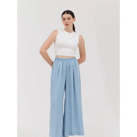 WIDE LEG PANT | LIGHT WASH-Bottoms-GRADE AND GATHER-SMALL-LIGHT WASH-Coriander