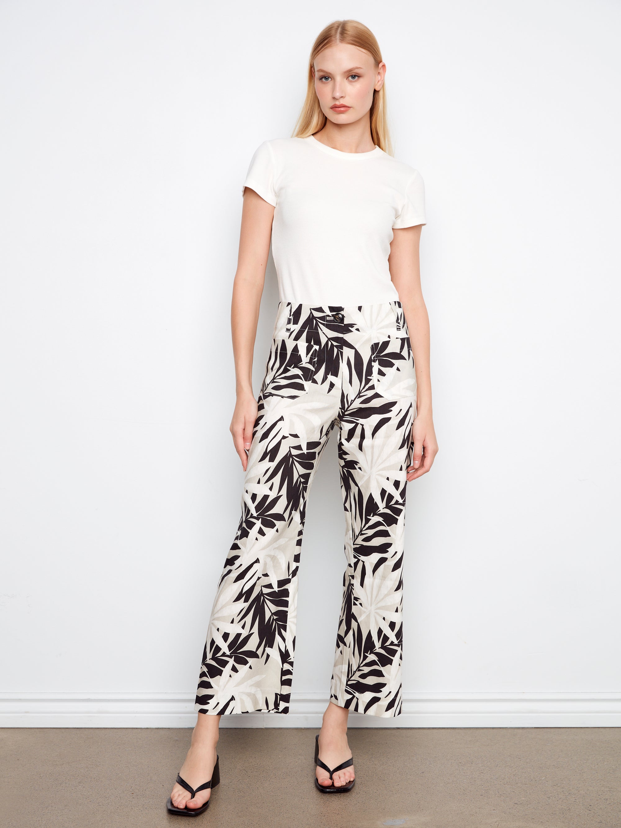 WIDE LEG PANT | PRINTED-Bottoms-CHARLIE B-6-LEAFLET-Coriander