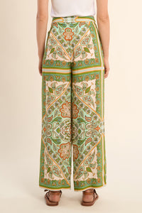 WIDE LEG PANT | SCARF PRINT-Bottom-MOLLY BRACKEN-Coriander