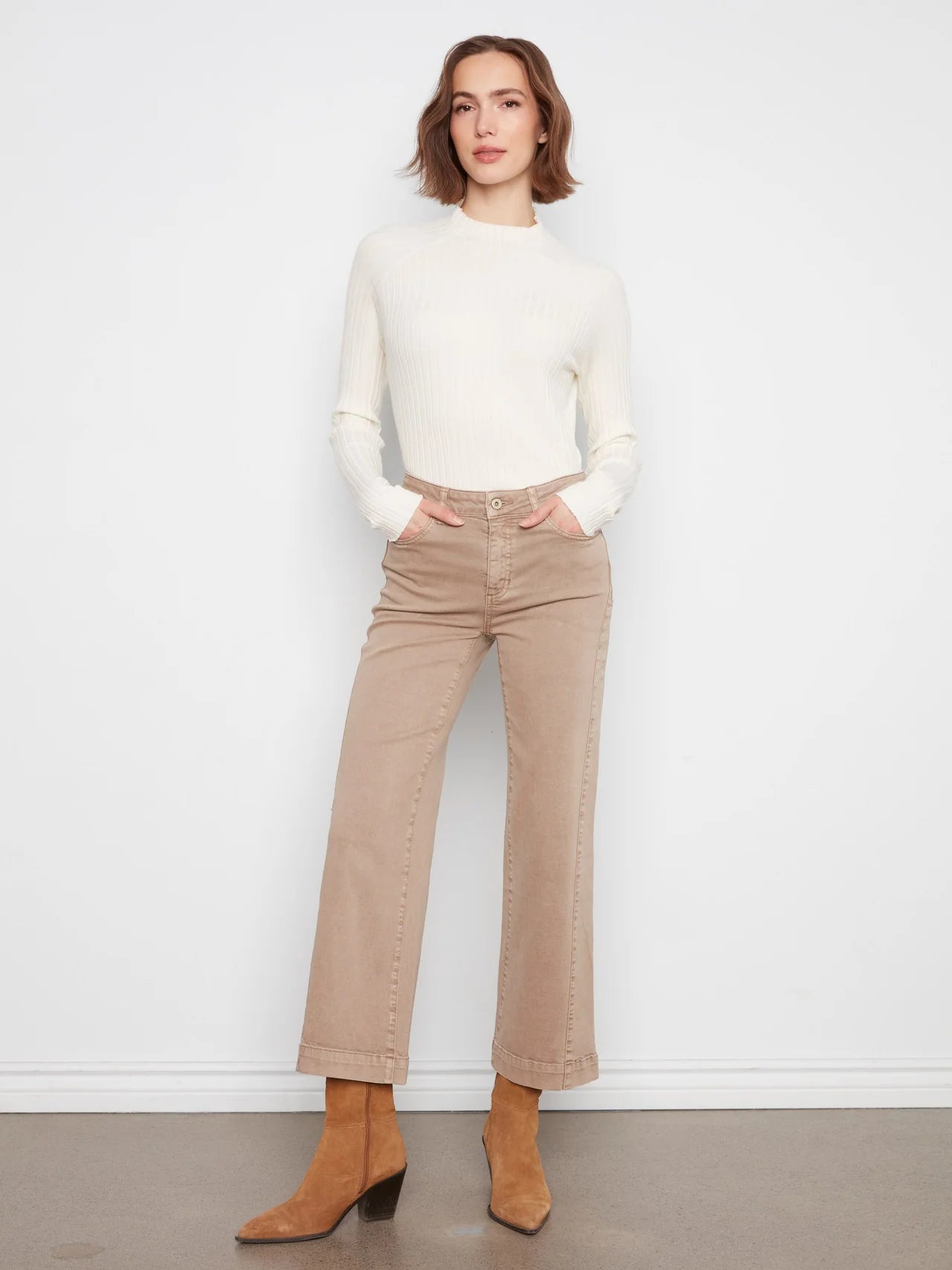 WIDE LEG PANTS | COLOURED TWILL