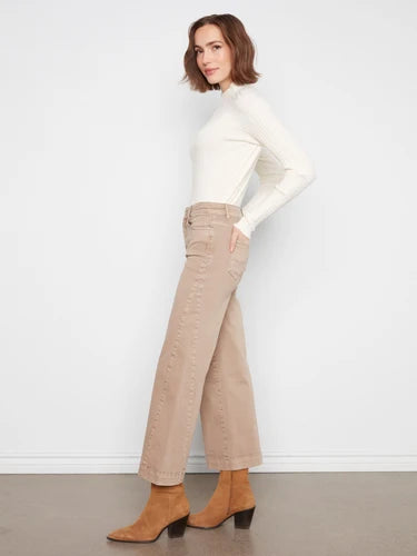 WIDE LEG PANTS | COLOURED TWILL