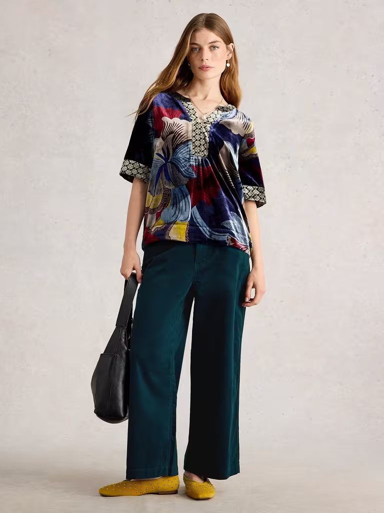 WIDE LEG PANTS | TIA VELVET-Bottoms-WHITE STUFF-Coriander