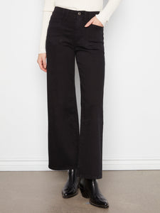 WIDE LEG PANTS | TWILL: BLACK-Bottoms-CHARLIE B-Coriander