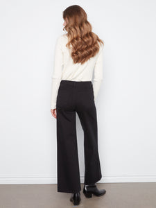 WIDE LEG PANTS | TWILL: BLACK-Bottoms-CHARLIE B-Coriander