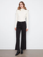 WIDE LEG PANTS | TWILL-Bottoms-CHARLIE B-2-Black-Coriander