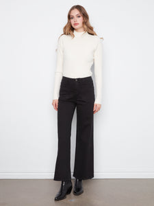 WIDE LEG PANTS | TWILL-Bottoms-CHARLIE B-2-Black-Coriander