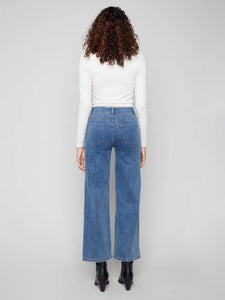 WIDE LEG STRETCH JEANS | EMBOSSED HEARTS-Denim-CHARLIE B-Coriander