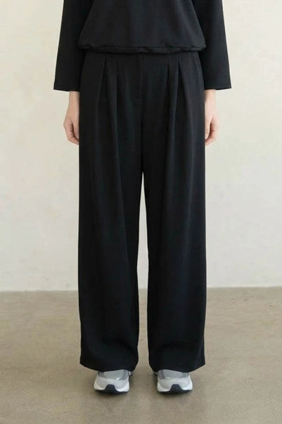 WIDE LEG SWEATPANTS | PLEATED-Bottoms-ELLE GREY-Coriander