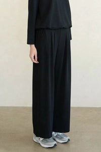 WIDE LEG SWEATPANTS | PLEATED-Bottoms-ELLE GREY-Coriander