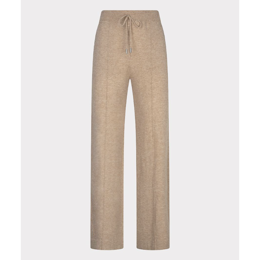 WIDE LEG TROUSER | FINE CHAIN WOOL-Uncategorised-ESQUALO-SMALL-SAND-Coriander
