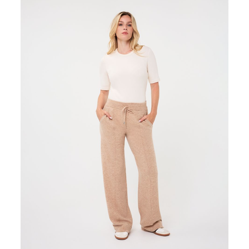 WIDE LEG TROUSER | FINE CHAIN WOOL-Uncategorised-ESQUALO-Coriander
