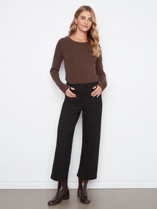 WIDE LEG TROUSERS | PATCH POCKET: BLACK-Bottoms-CHARLIE B-Coriander