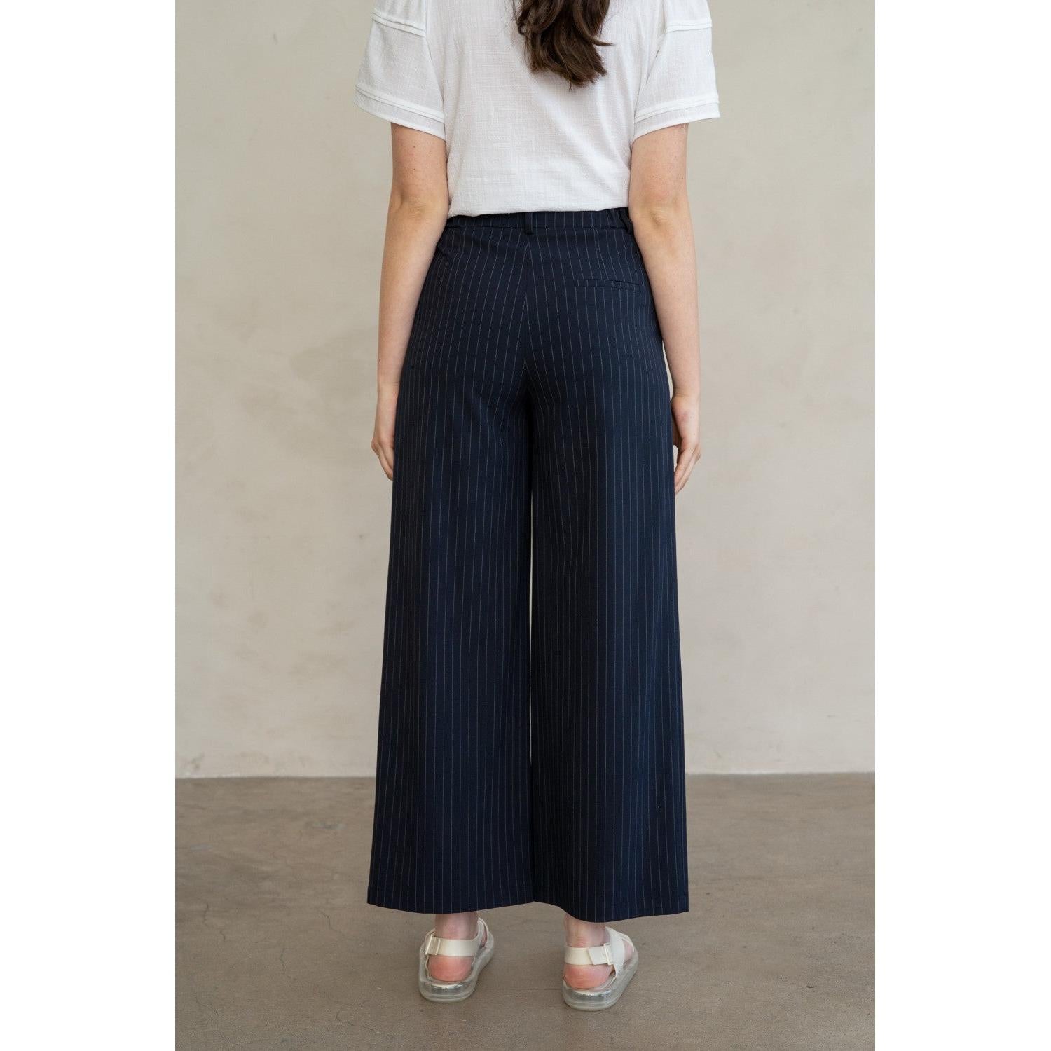 WIDE LEG TROUSERS | TAILORED PINSTRIPE-Bottoms-ELLE GREY-Coriander