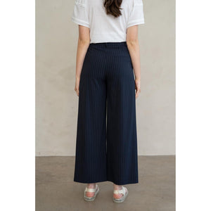 WIDE LEG TROUSERS | TAILORED PINSTRIPE-Bottoms-ELLE GREY-Coriander