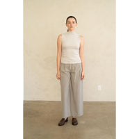 WIDE LEG TROUSERS | TAILORED PINSTRIPE-Bottoms-ELLE GREY-SMALL-BEIGE STRIPE-Coriander