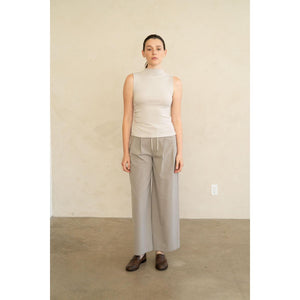 WIDE LEG TROUSERS | TAILORED PINSTRIPE-Bottoms-ELLE GREY-SMALL-BEIGE STRIPE-Coriander
