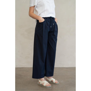 WIDE LEG TROUSERS | TAILORED PINSTRIPE-Bottoms-ELLE GREY-SMALL-NAVY STRIPE-Coriander