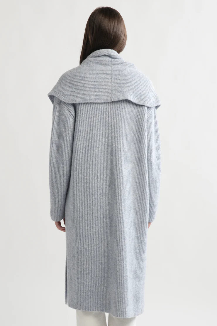 WIDE SHAWL COLLAR LONG CARDI-Jackets & Sweaters-LOOK BY M-Coriander
