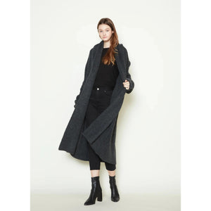 WIDE SHAWL COLLAR LONG CARDI-Jackets & Sweaters-LOOK BY M-CHARCOAL-Coriander
