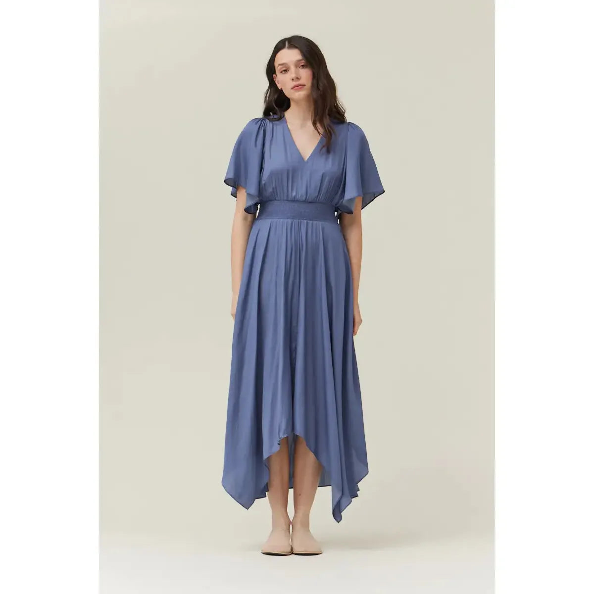 WIDE-SLEEVED MAXI DRESS | INDIGO-Dress-GRADE AND GATHER-Coriander