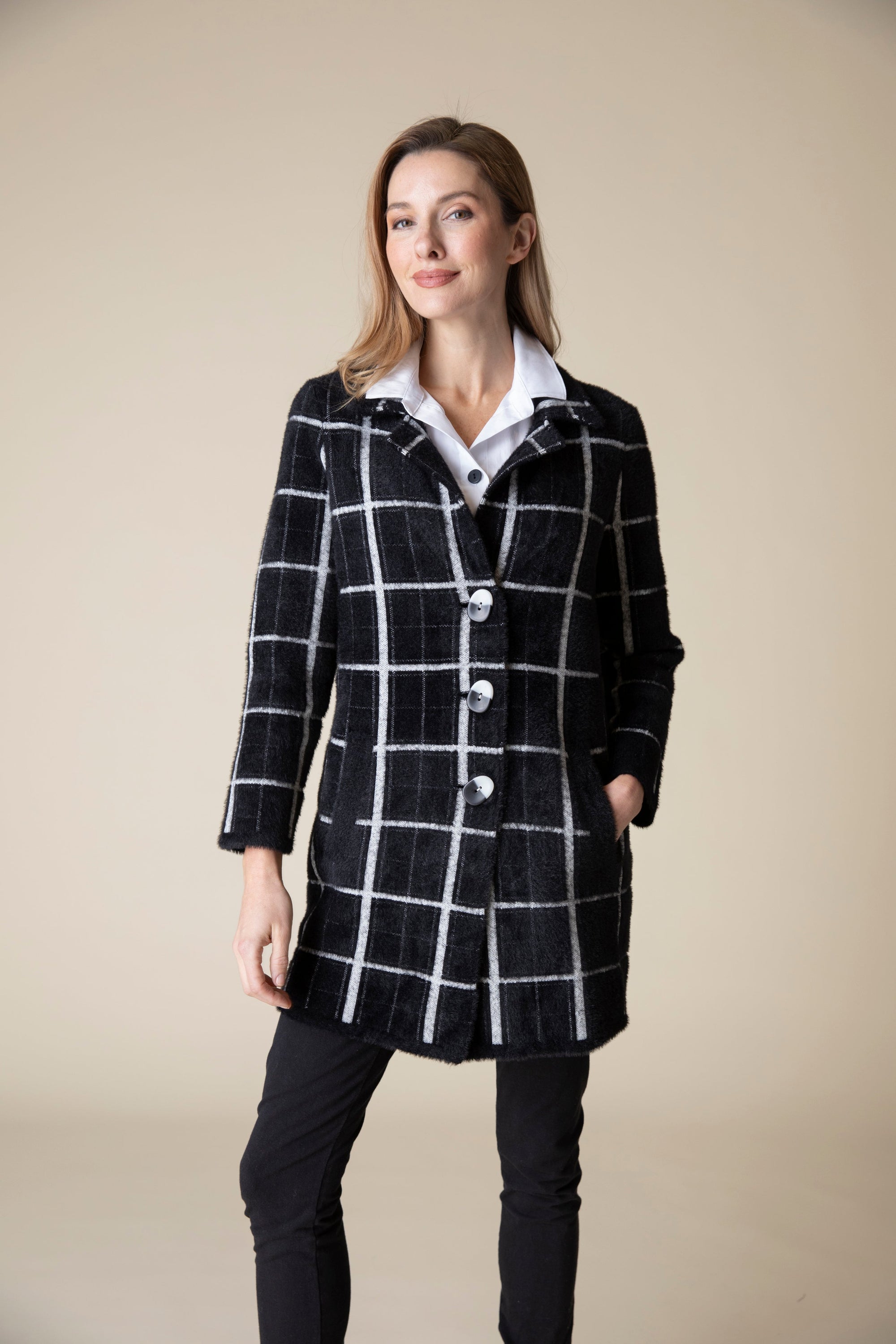 WINDOW PANE CAR COAT-Jackets & Sweaters-HABITAT-SMALL-Black-Coriander