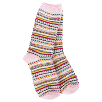 WOMEN'S BOHO CREW | PINK STRIPE-Socks & Footwear-WORLD'S SOFTEST-Coriander