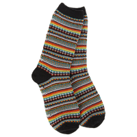WOMEN'S BOHO CREW SOCKS | BLACK STRIPE-Socks & Footwear-WORLD'S SOFTEST-Coriander