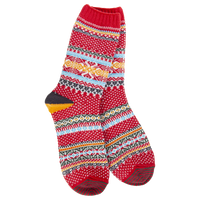 WOMEN'S CREW SOCK | HOLIDAY: RED MULTI-Socks & Footwear-WORLD'S SOFTEST-Coriander
