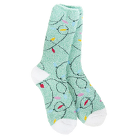 WOMEN'S CREW SOCKS | HOLIDAY COZY: HOLIDAY LIGHTS-Socks & Footwear-WORLD'S SOFTEST-Coriander
