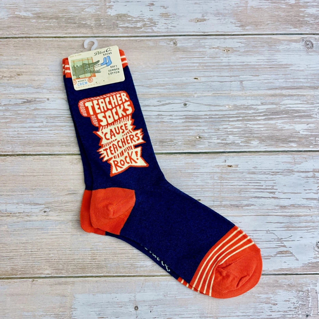 WOMEN'S CREW SOCKS | TEACHERS ROCK-Socks-BLUE Q-Coriander