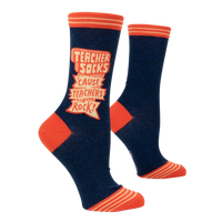 WOMEN'S CREW SOCKS | TEACHERS ROCK-Socks-BLUE Q-Coriander