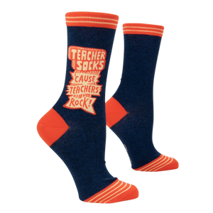 WOMEN'S CREW SOCKS | TEACHERS ROCK-Socks-BLUE Q-Coriander