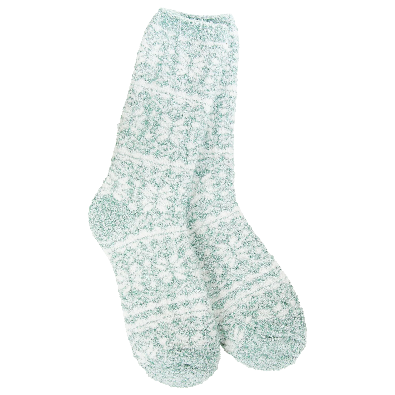 WOMEN'S CREW SOCKS | WINTER: FAIR ISLE GREEN-Socks & Footwear-WORLD'S SOFTEST-Coriander