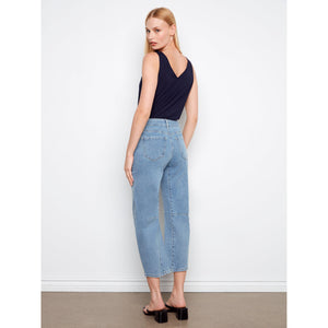WOMEN'S DENIM | CROPPED BARREL LEG: DENIM BLUE-Denim-CHARLIE B-Coriander