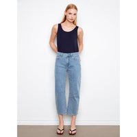 WOMEN'S DENIM | CROPPED BARREL LEG: DENIM BLUE-Denim-CHARLIE B-Coriander