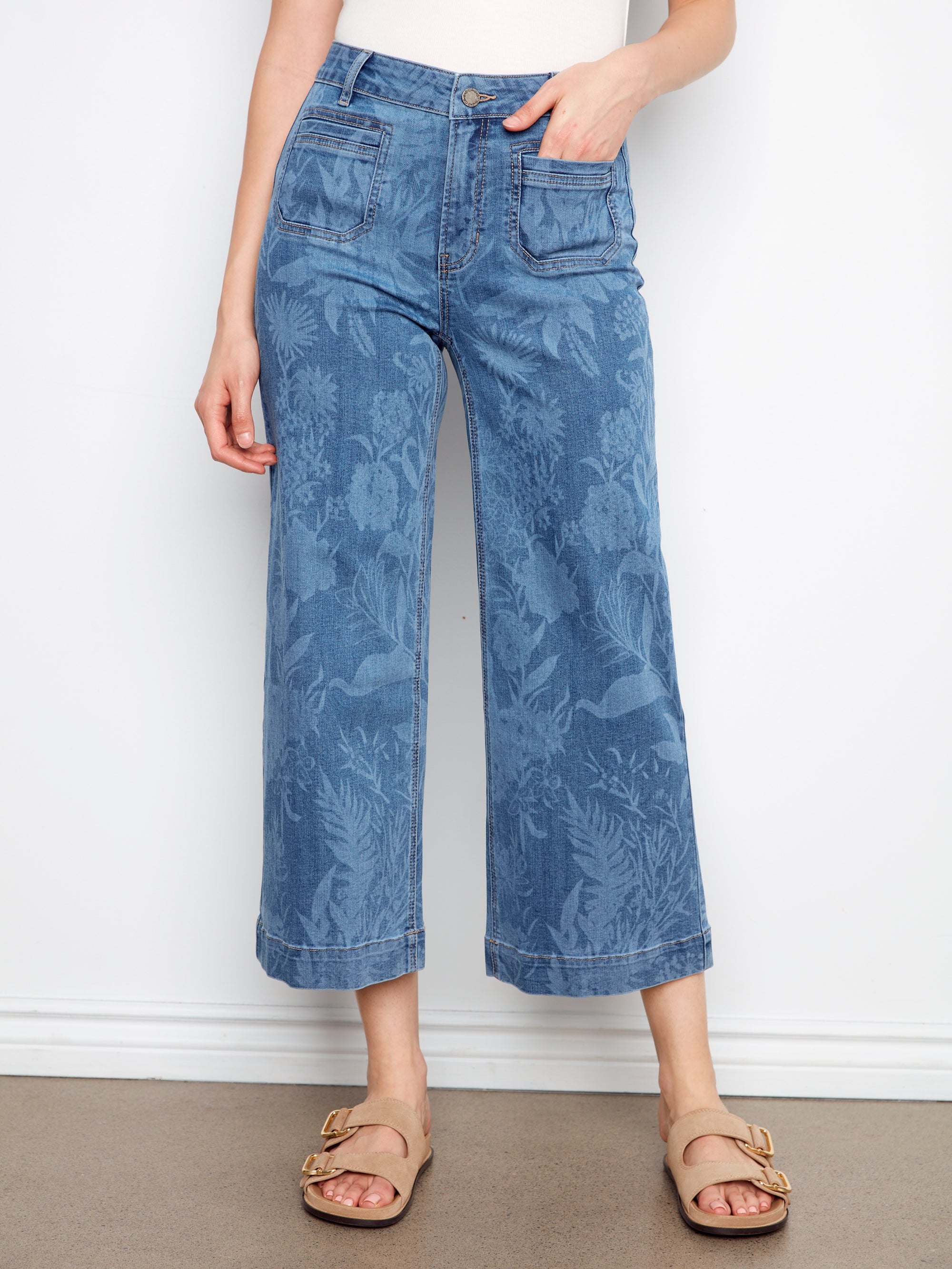 WOMEN'S JEANS | CROP PATCH POCKET FLARE-Denim-CHARLIE B-Coriander