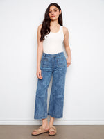 WOMEN'S JEANS | CROP PATCH POCKET FLARE-Denim-CHARLIE B-4-FLOWERS-Coriander