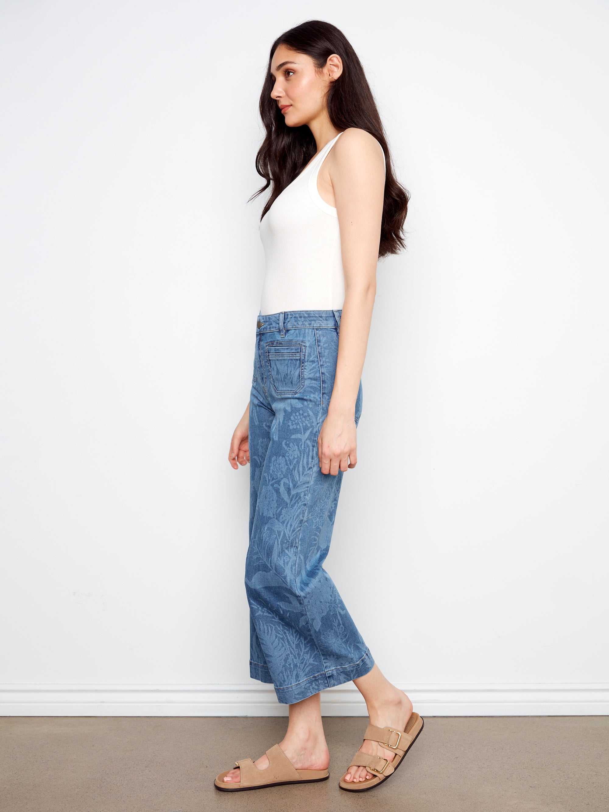 WOMEN'S JEANS | CROP PATCH POCKET FLARE-Denim-CHARLIE B-Coriander