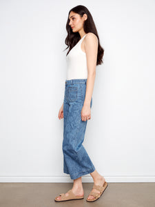 WOMEN'S JEANS | CROP PATCH POCKET FLARE-Denim-CHARLIE B-Coriander