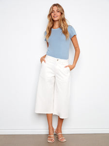 WOMEN'S PANTS | CROPPED TWILL PALAZZO-Bottoms-CHARLIE B-4-WHITE-Coriander