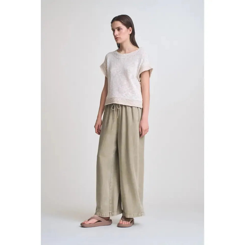 WOMEN'S PANTS | TENCEL SEAMED-Bottoms-GRADE AND GATHER-SMALL-GREEN MOSS-Coriander