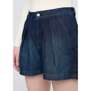 WOMEN'S PERFORMANCE DENIM LITE PLEATED SHORT-Bottom-DUER-25-MODERN RINSE-Coriander
