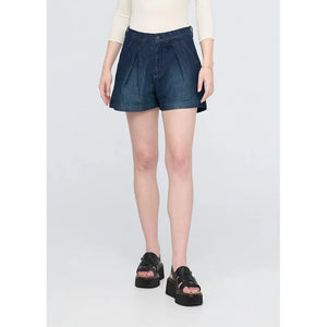 WOMEN'S PERFORMANCE DENIM LITE PLEATED SHORT-Bottom-DUER-Coriander