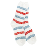 WOMEN'S RAGG LINKS CREW SOCKS | VINTAGE STRIPE-Socks & Footwear-WORLD'S SOFTEST-Coriander